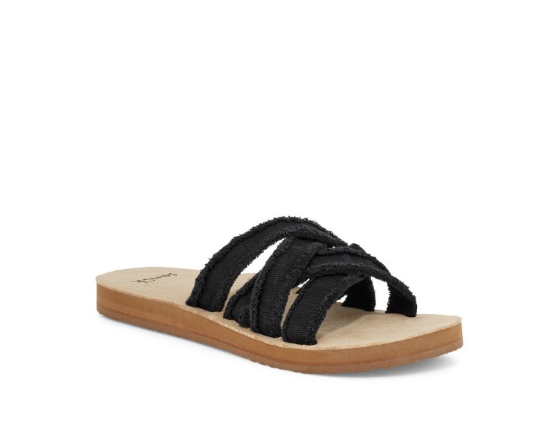 Sanuk Fraidy Slide - Sanuk Sandals Womens Black - Philippines TEVYSG504